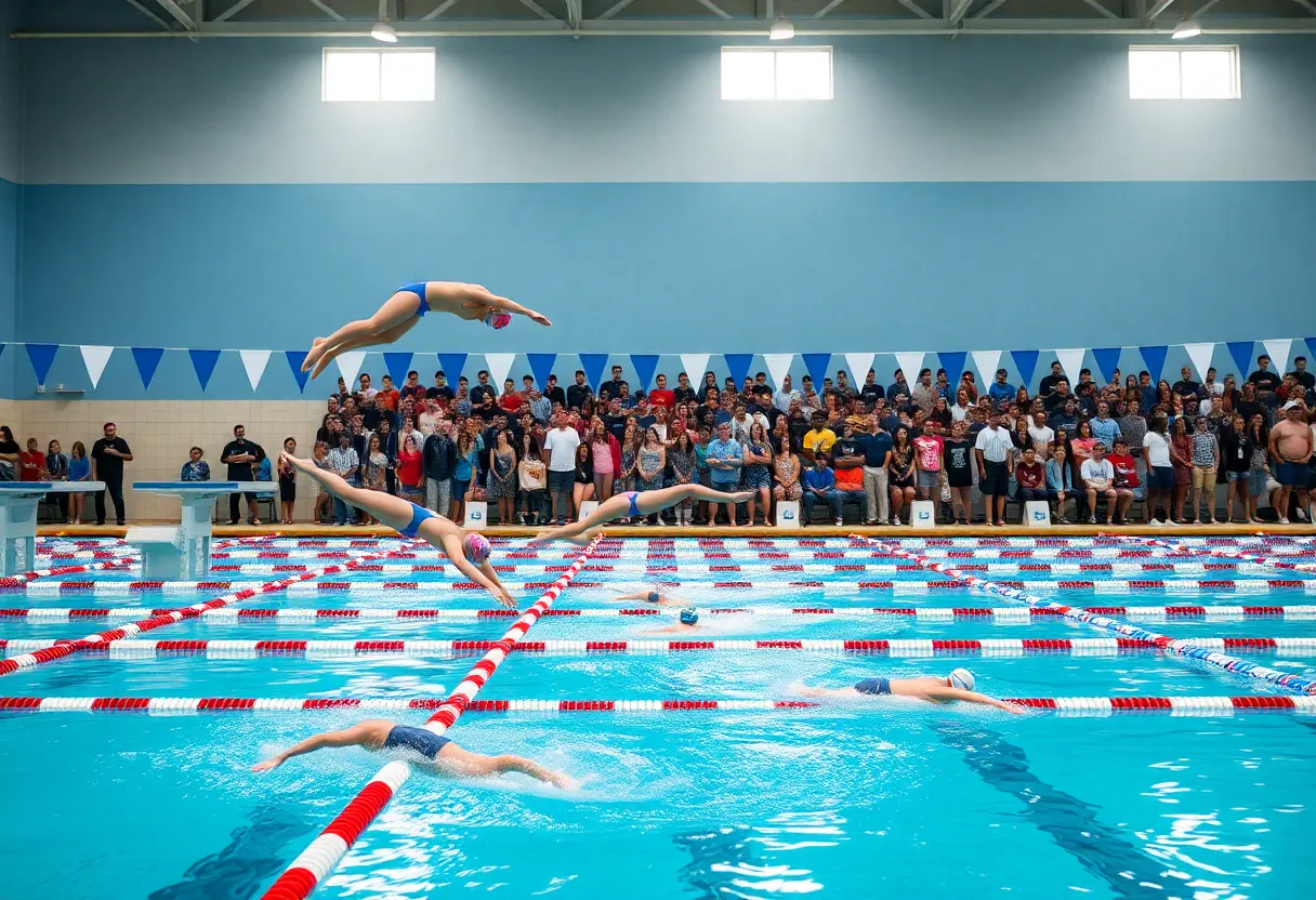 University of Houston Swimming event showcasing divers and swimmers in action.