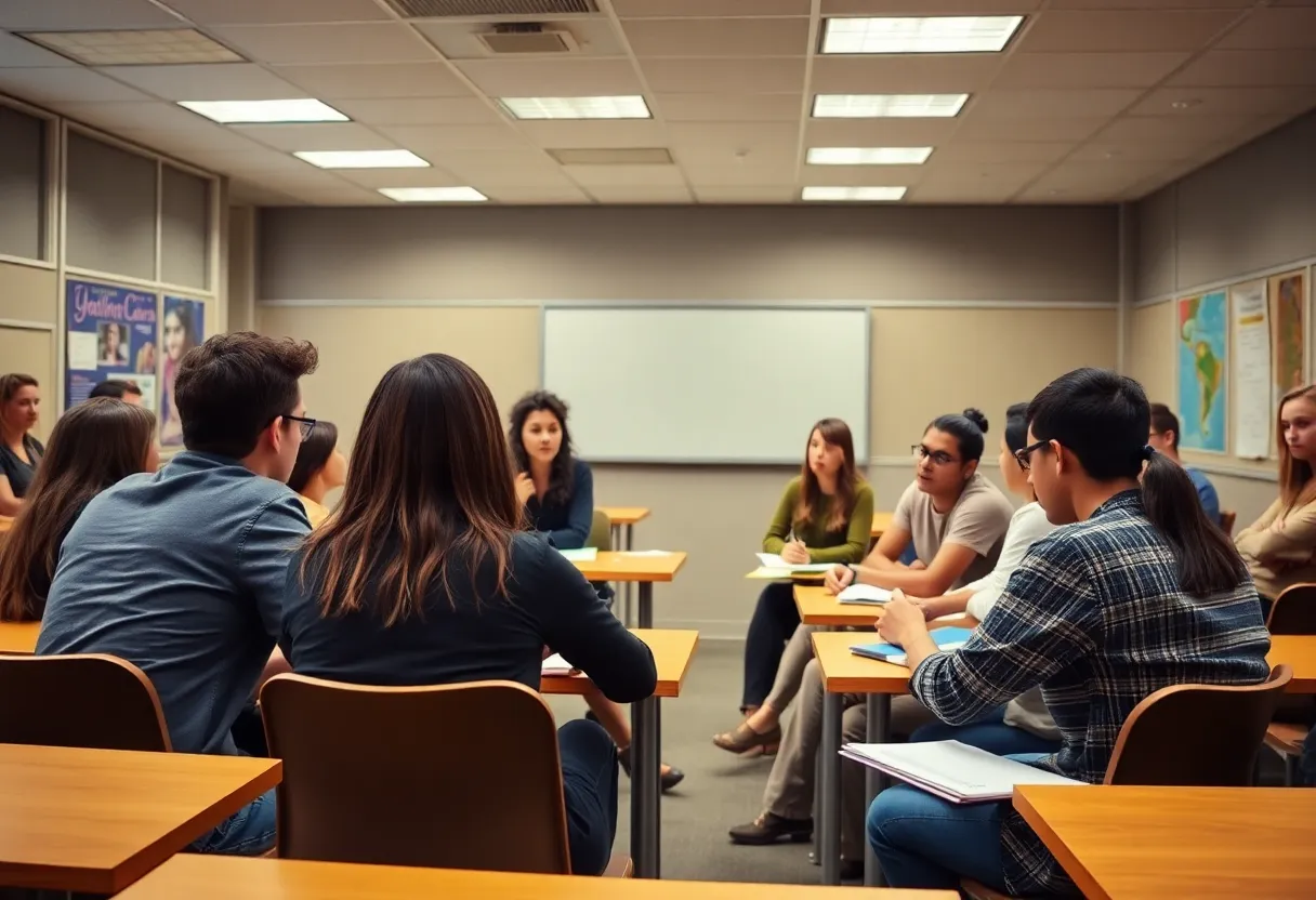 Students participating in a classroom discussion about gender identity.