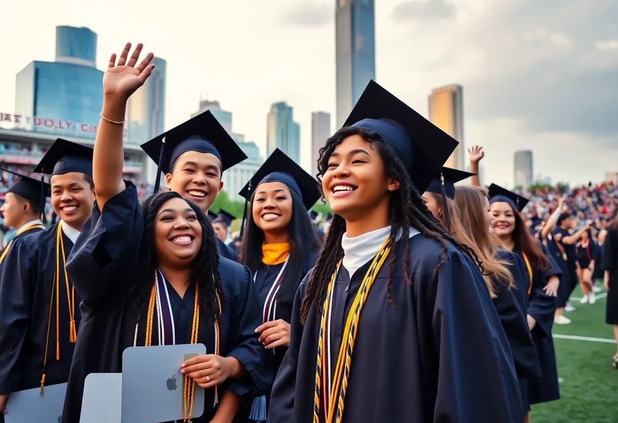 University of Houston student-athletes celebrating graduation