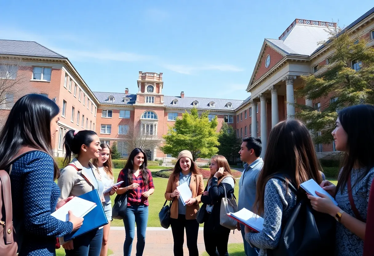 Students discussing academic policies at UT Austin campus