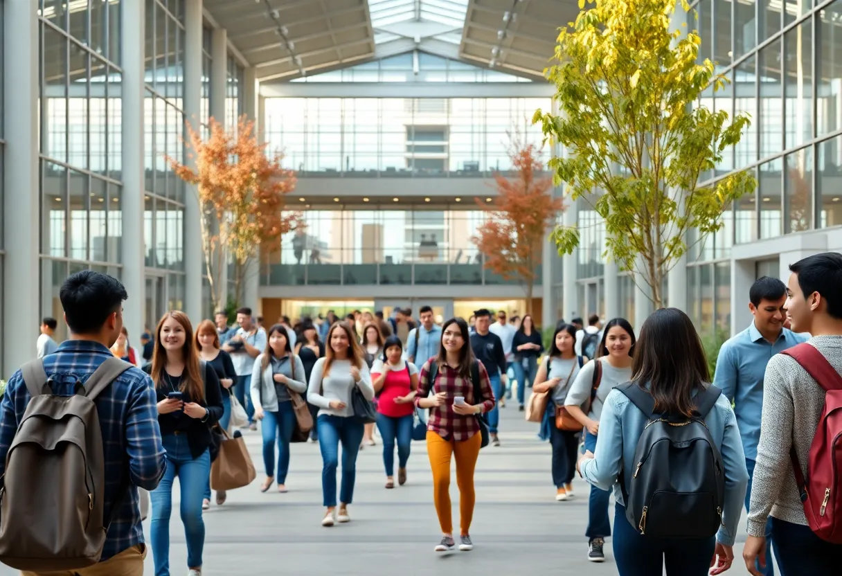 Students engaging on the UT Austin campus