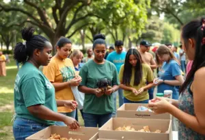 Community members volunteering in Houston