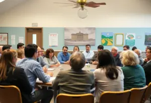 Woodlands Township Board meeting with community members discussing local governance