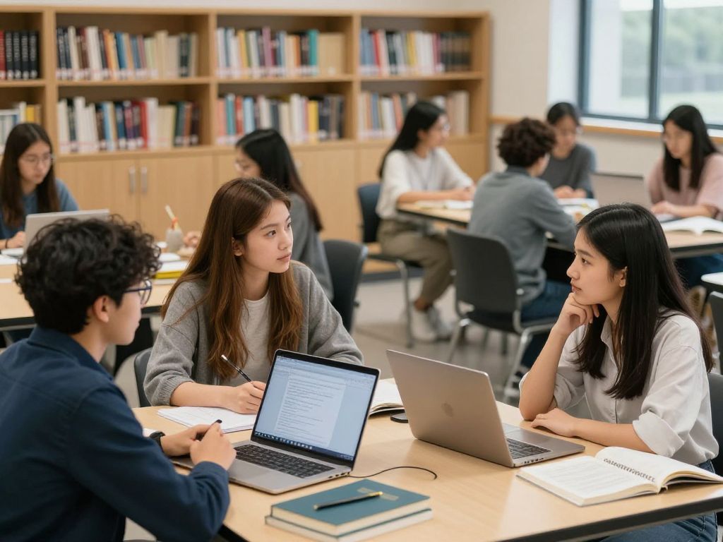 Students discussing race and gender topics within an AI educational framework