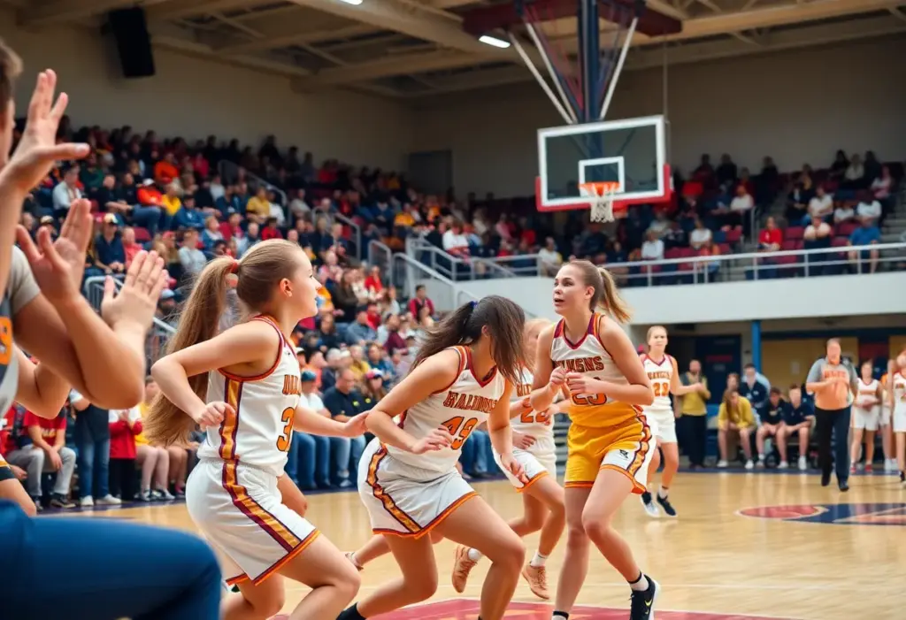 Girls basketball game between Alief Taylor and Dickinson High School