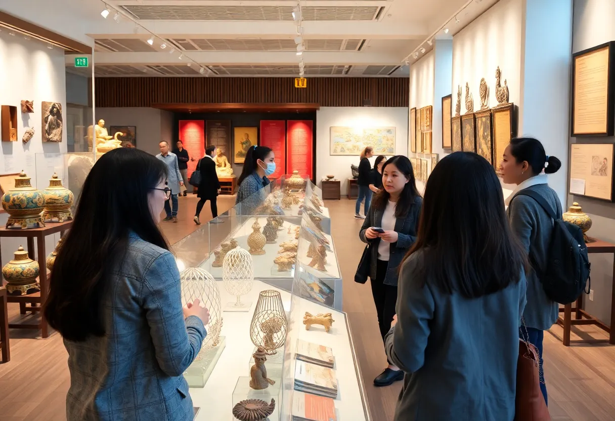 Educators engaging with the Explore Asia exhibition at Asia Society Texas Center