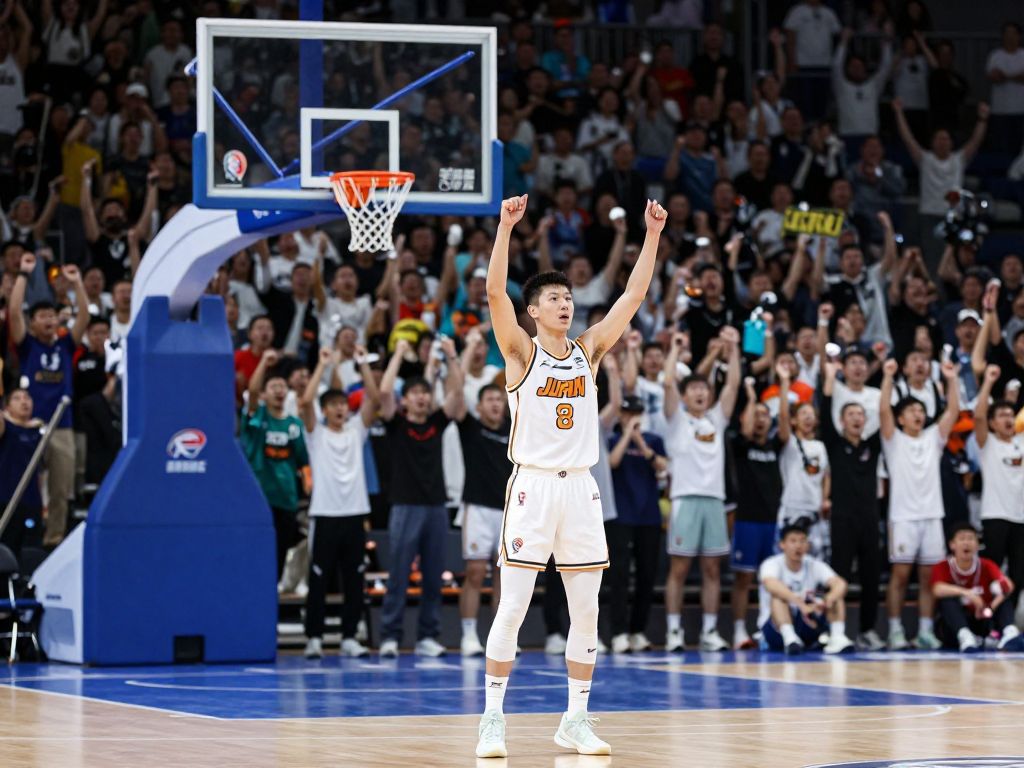 Basketball court during a game