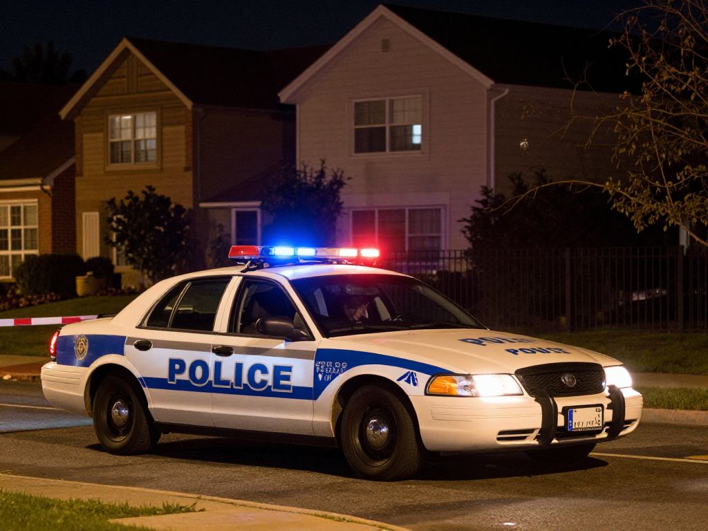 Police car at night in Beaumont