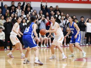 Bishop Gorman high school girls basketball team in an action-packed game.