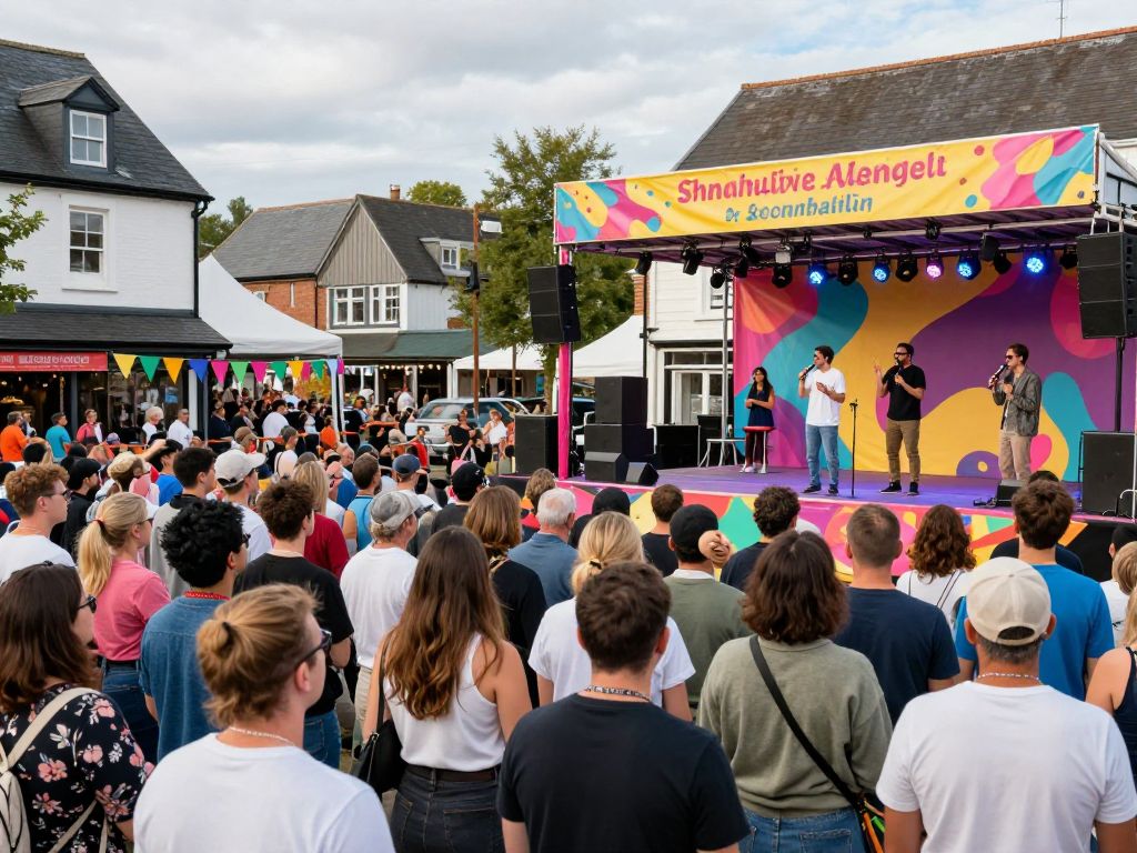Crowd enjoying a comedy performance at a local event in Brenham