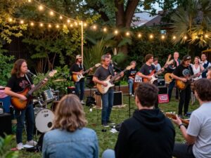Crowd enjoying a live Garage music event in Brenham