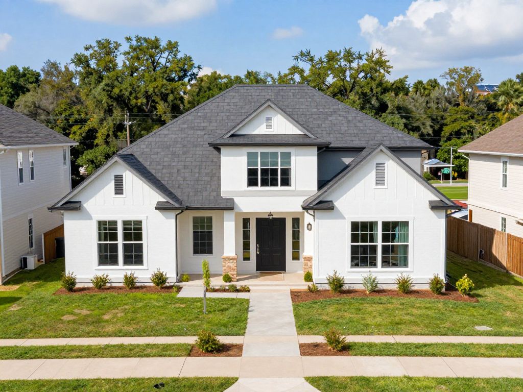 A new Brohn Home in a Houston neighborhood showcasing modern architecture.