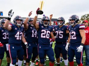 Buford High School football team celebrating their national ranking