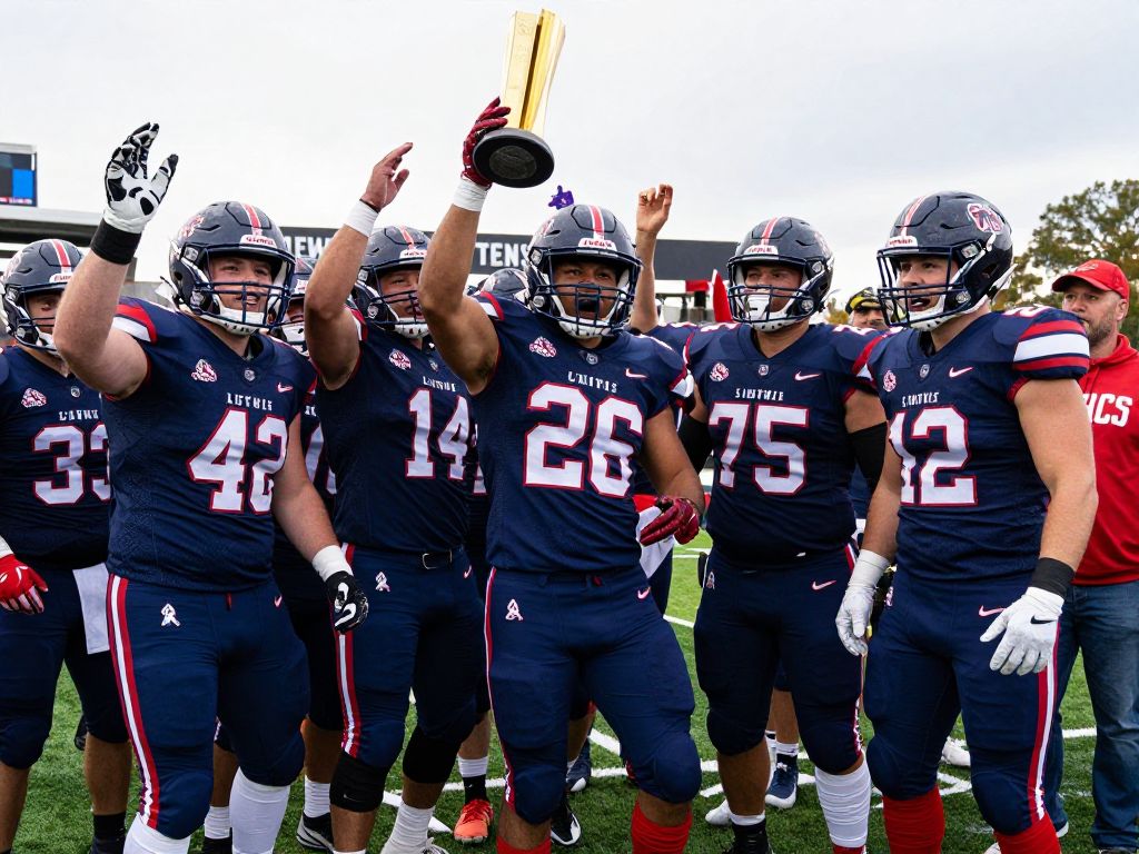 Buford High School football team celebrating their national ranking
