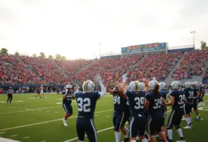 Buford Wolves football team celebrating their victory on the field