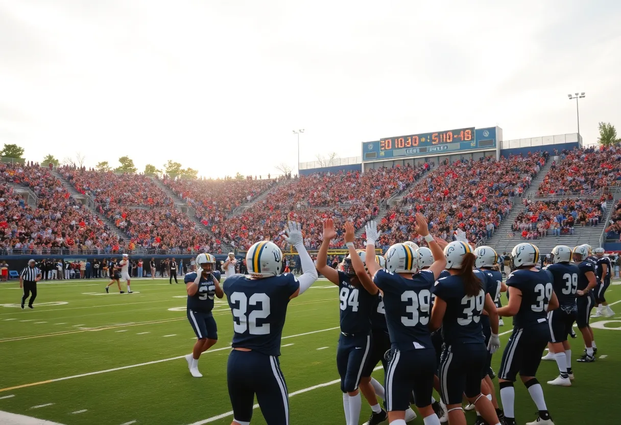 Buford Wolves football team celebrating their victory on the field