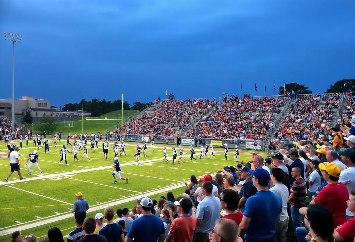 Central Texas high school football teams in action during a game.