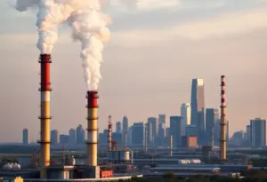 Citgo refinery in Houston with a skyline view