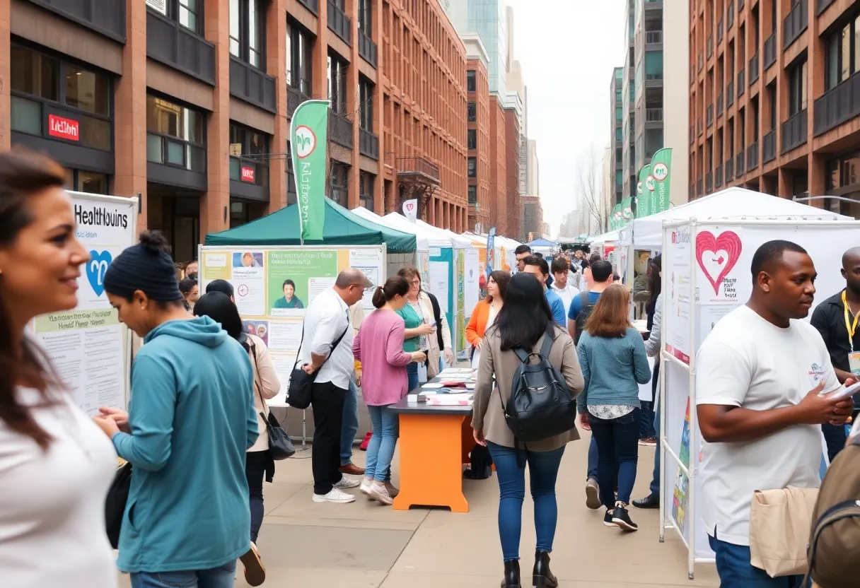 Participants engaging in a community health fair in Houston
