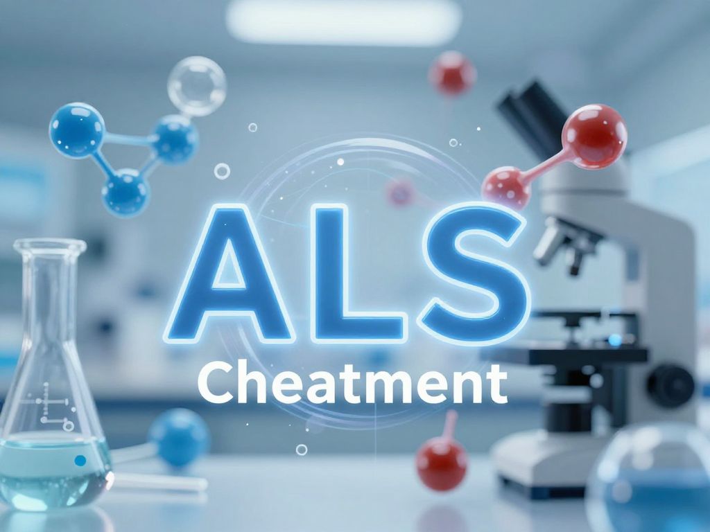 Abstract representation of biotechnological innovation in ALS treatment research.