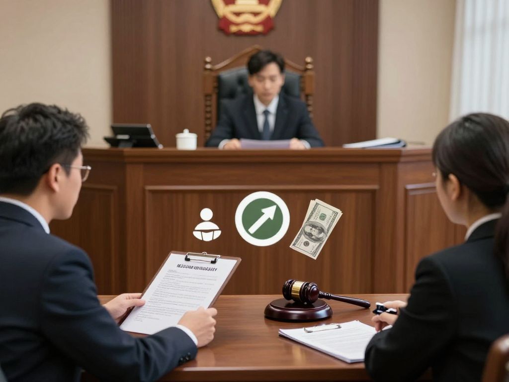 Courtroom scene representing business accountability