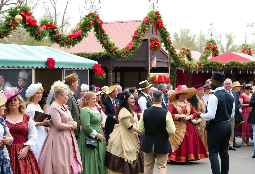 Victorian-themed festival with costumes and decorations