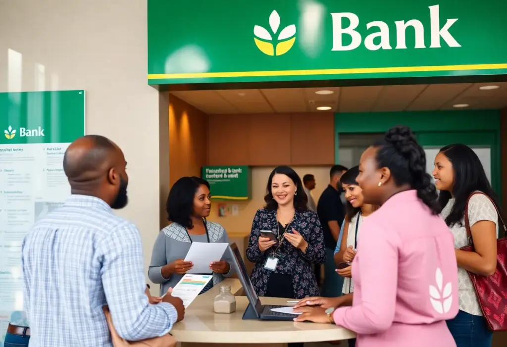 East West Bank branch in Houston filled with customers.