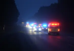 Scene of a fatal accident on Eastex Freeway with emergency vehicles.