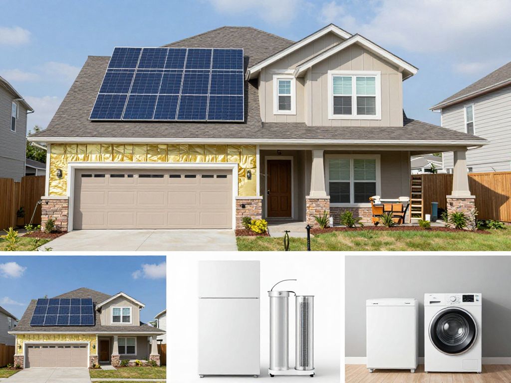 Collage of energy-efficient home upgrades