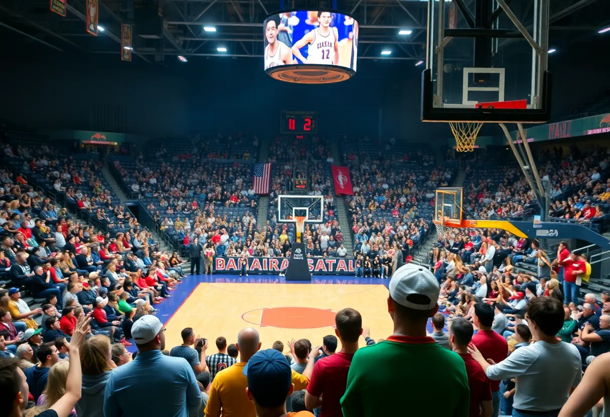 An exciting basketball game featuring a father and son on opposing teams.