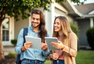Young couple exploring homes in Houston, TX.