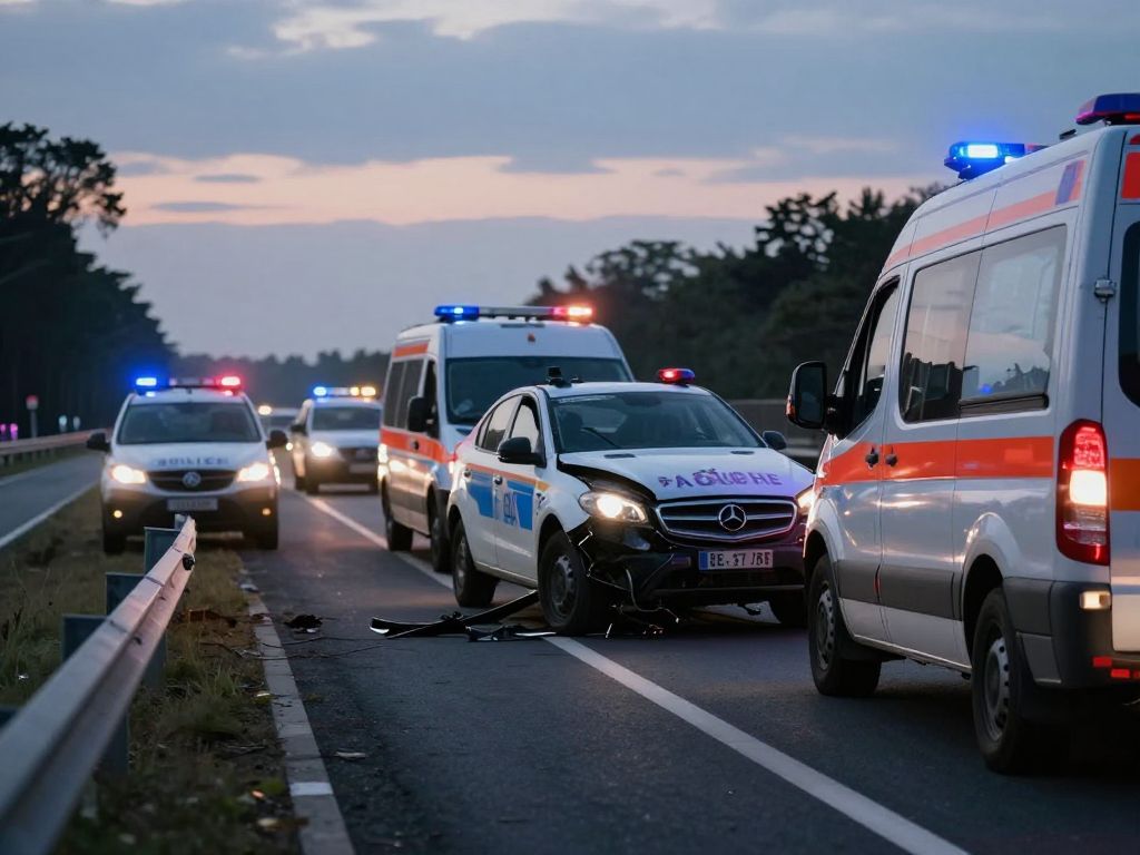 Emergency vehicles respond to a highway accident in Fort Bend County.