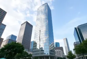 Fulbright Tower in downtown Houston, home to Texas Regional Bank's new office space.