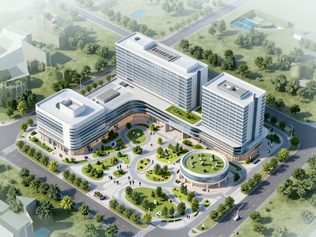 Architectural concept of the future medical center at the University of Texas at Austin