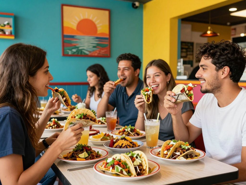Interior of Fuzzy's Taco & Margs with patrons enjoying their meals