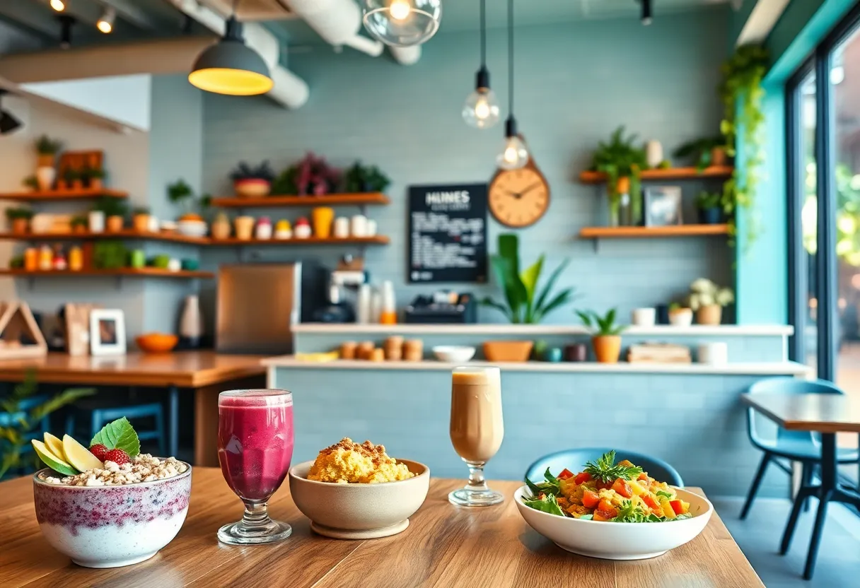 Interior of Grain & Berry Café featuring healthy food options