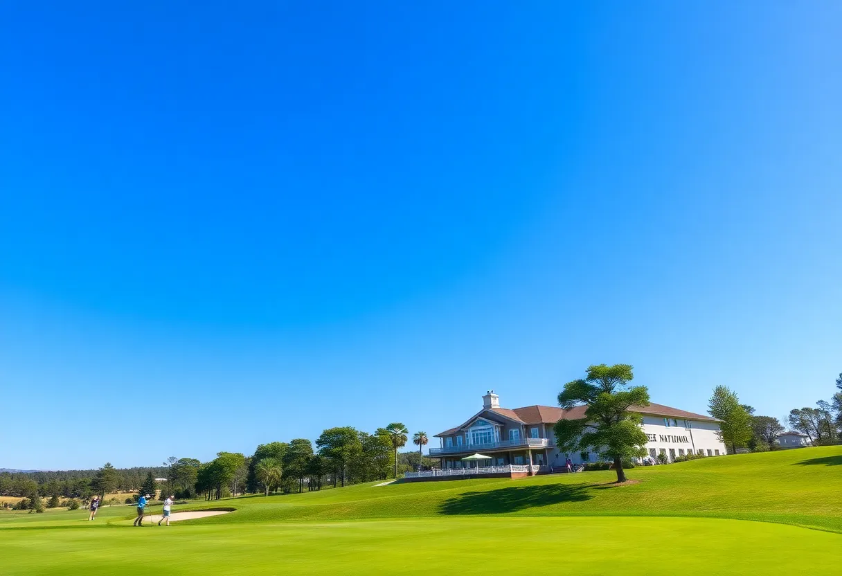Golfers playing at Halbert National Golf Course during the ACU Intercollegiate tournament.