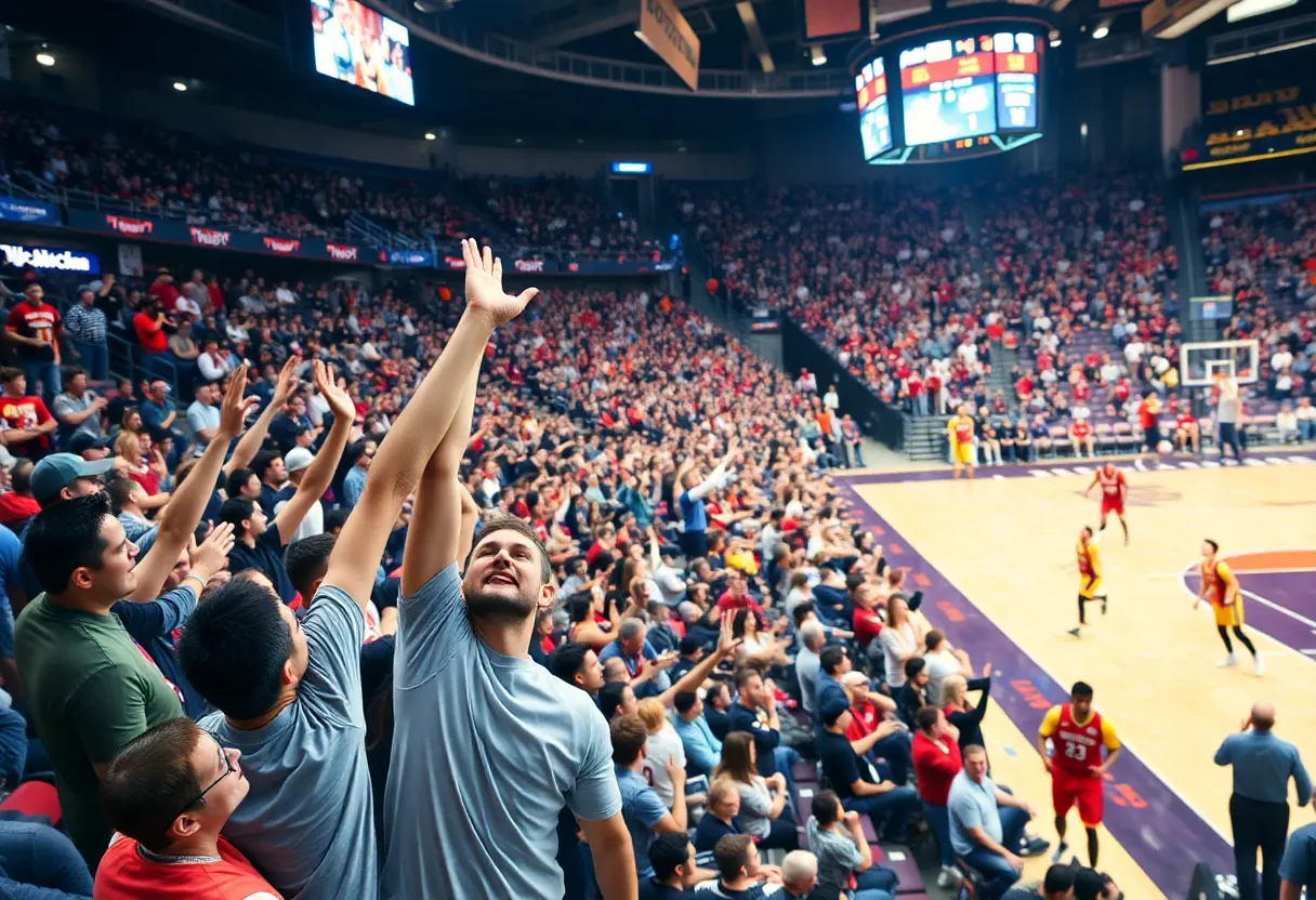 HCU basketball team in action during a game.