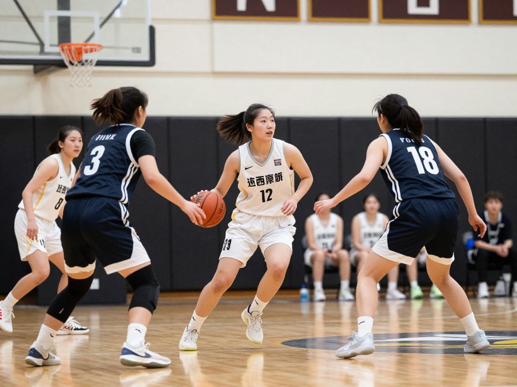 HCU women's basketball team playing during a game