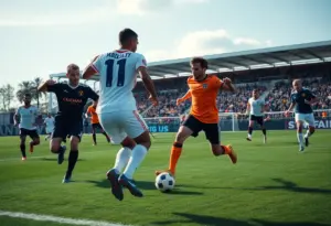 HCU Men's soccer players in an intense match