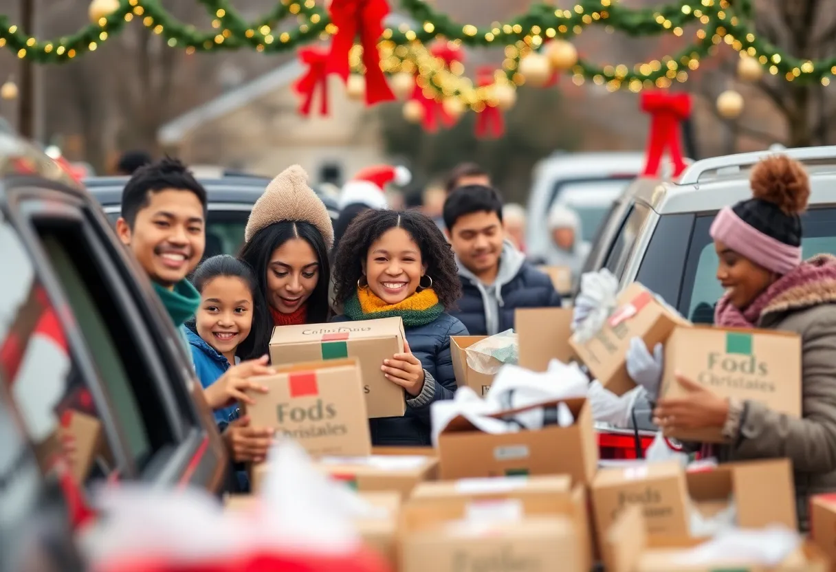 Community members gathering at H-E-B Feast of Sharing event