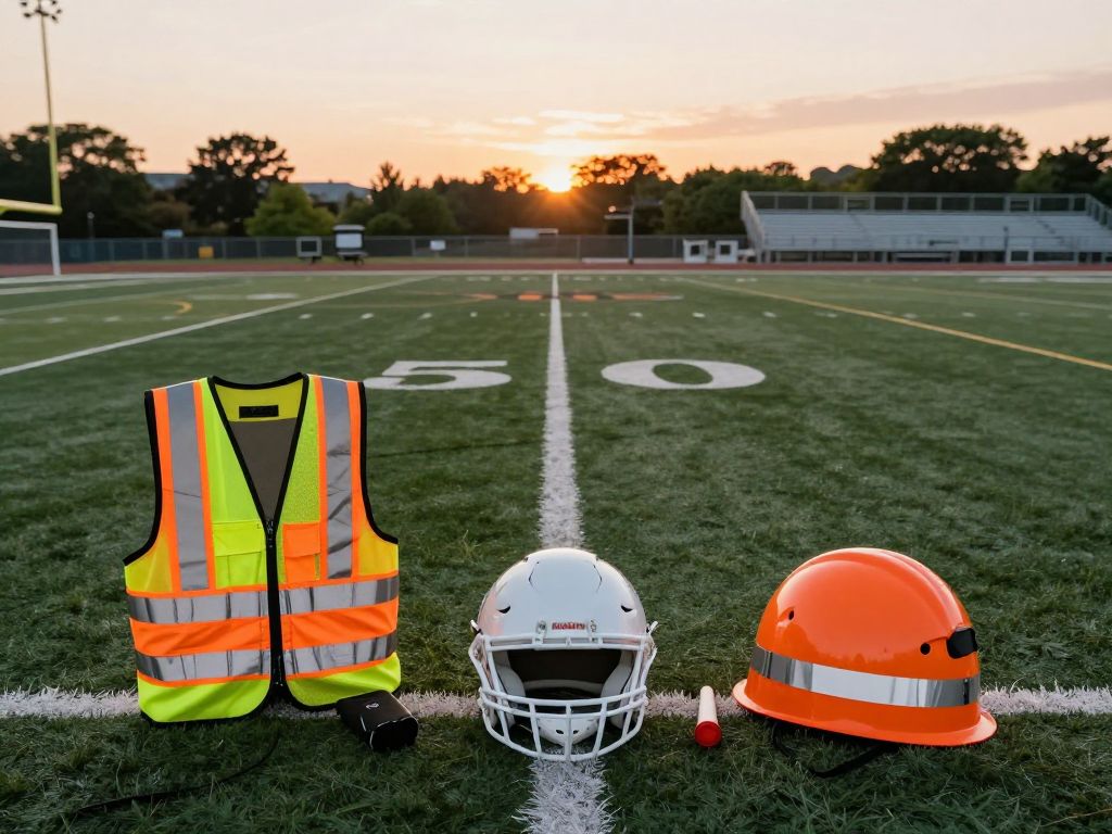 Empty football field representing safety in high school athletics