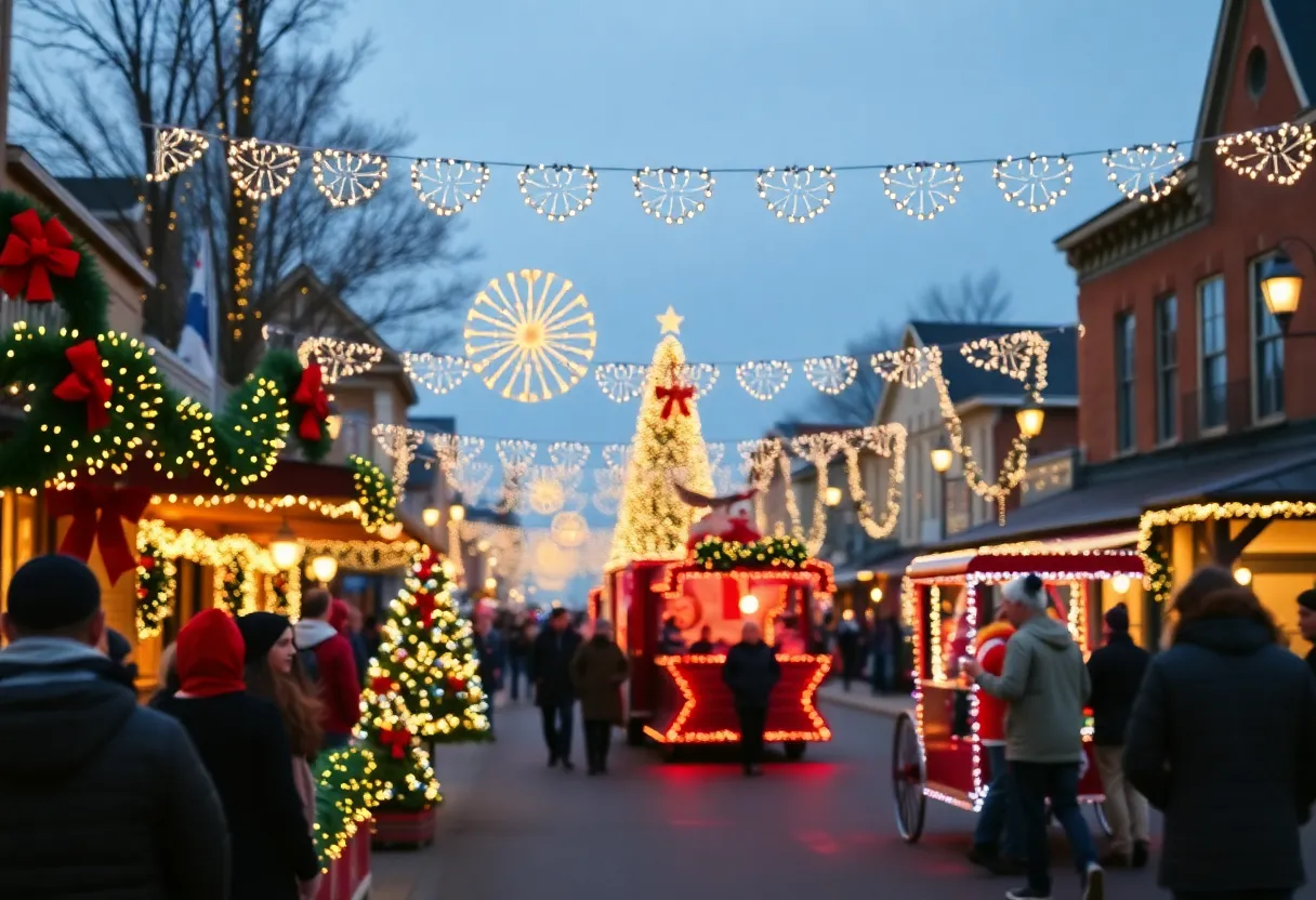 Festive parade under Christmas lights in Conroe and Montgomery