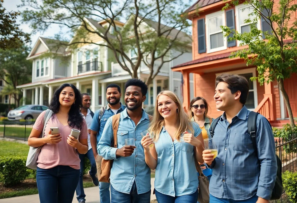 Group of homebuyers exploring neighborhoods in Houston