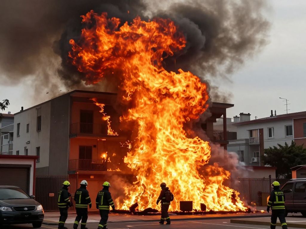 Firefighters responding to a fire in a Houston apartment complex.