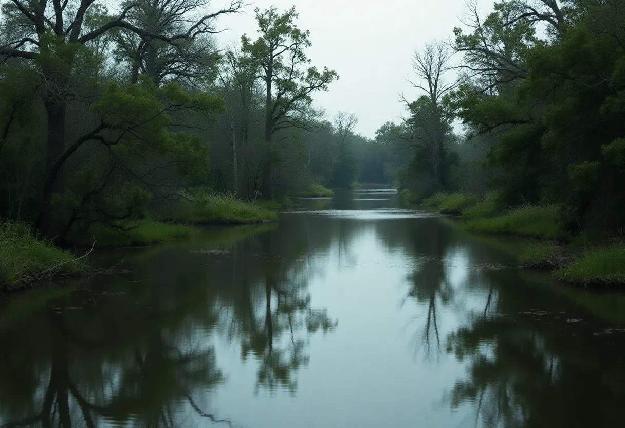 A tranquil bayou in Houston, Texas, illustrating the natural landscape.