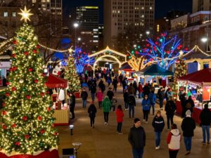 Houston celebrating Christmas with vibrant lights and festive events.