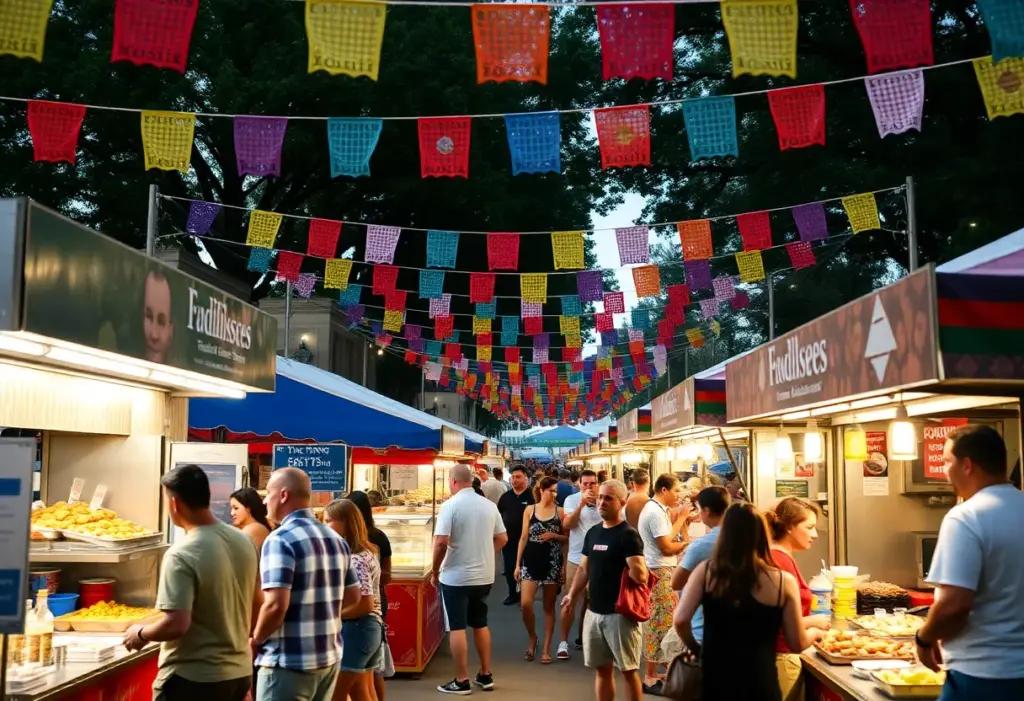 People enjoying food at a Houston culinary festival.