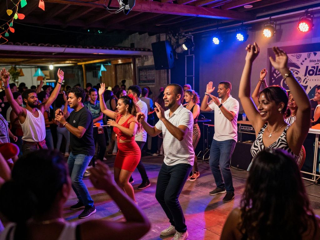 Audience enjoying a cumbia music concert in Houston.