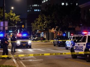 Police investigating a shooting scene in Houston's East End.